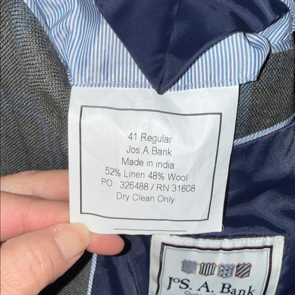 Jos. A. Bank Brown/Blue Plaid Linen/Wool  Blazer 41R